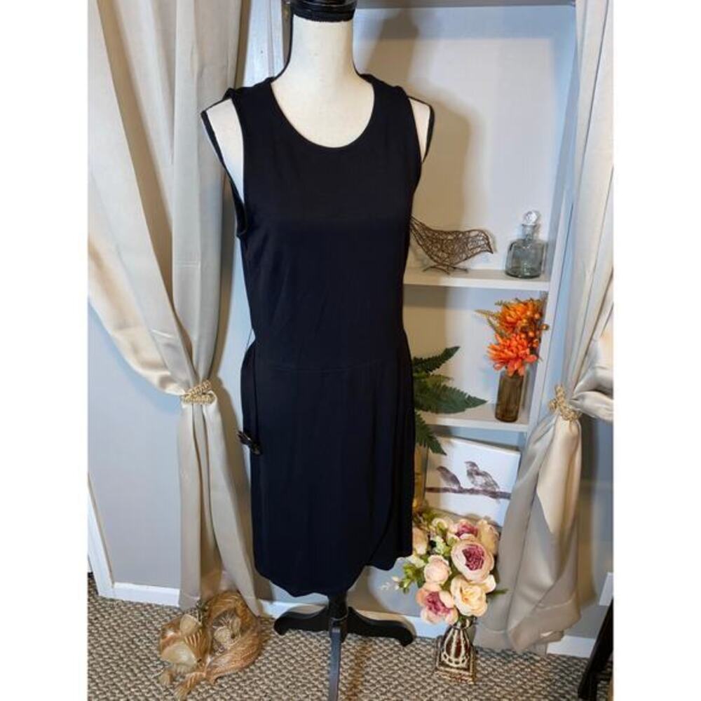 NWT $80 LOFT Black Back Zipper Sleeveless Dress with Belt size 6